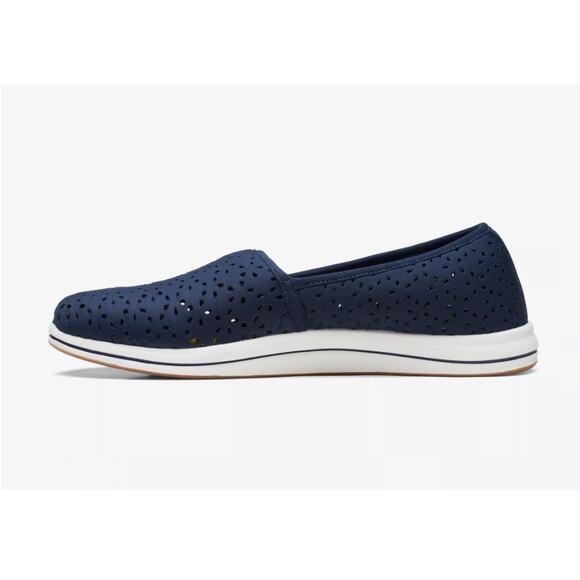 Clarks Cloudsteppers Women's Navy Breeze Emily Stretch Slip-Ons Size 12W - Picture 2 of 11